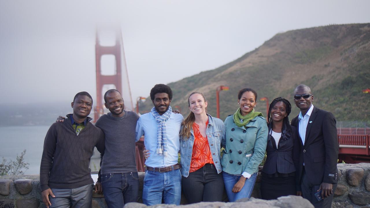 Students and fellows at Golden Gate Bridge