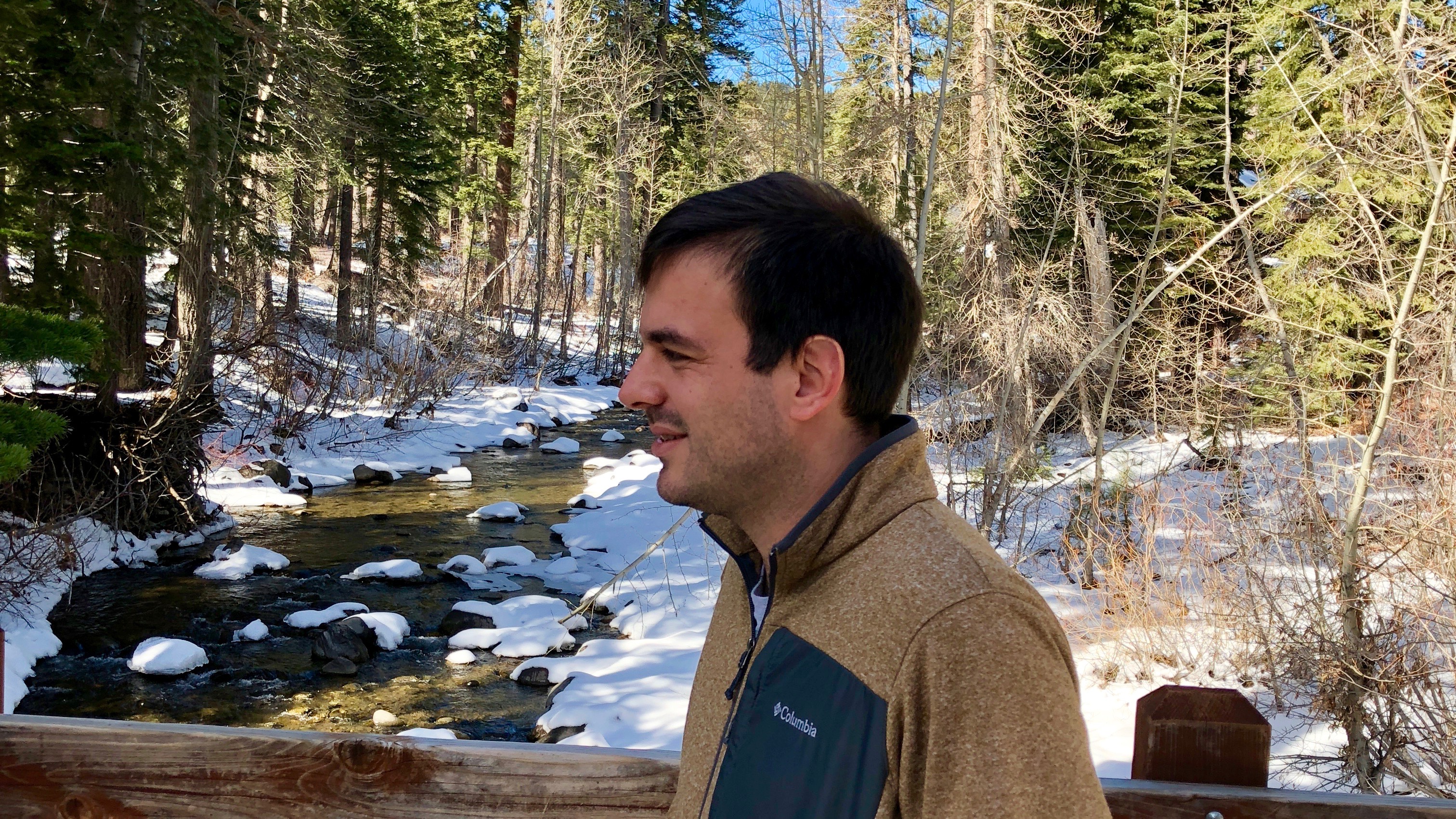 Fulbright Scholar Pedro Luis Borges Chaffe at one of the Lake Tahoe creeks.