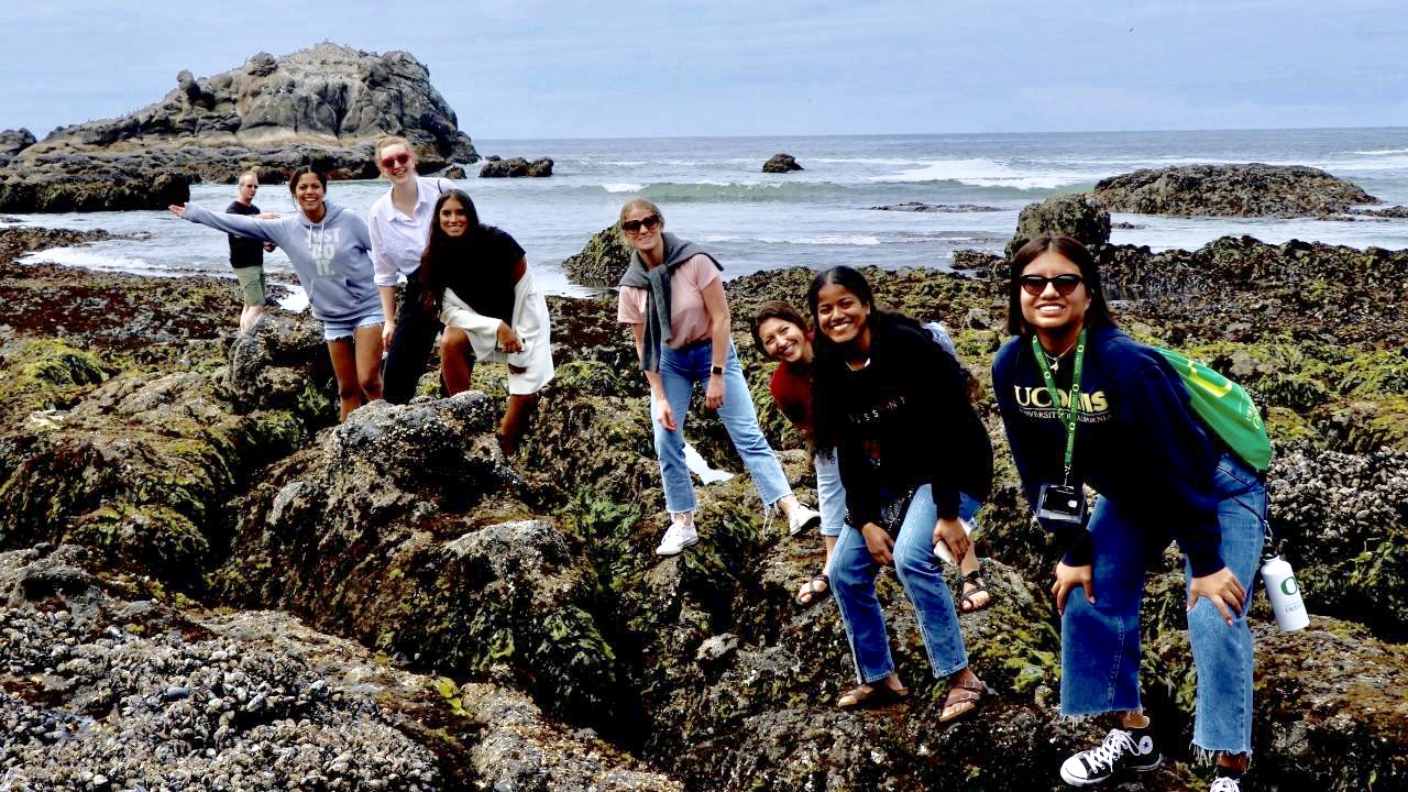 students on Oregon coast