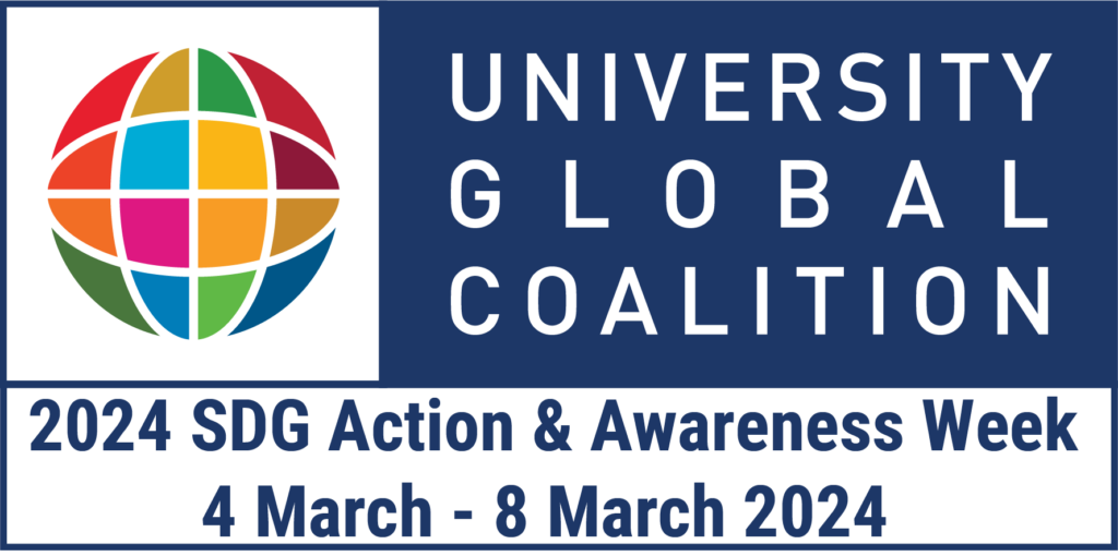 A logo graphic that reads "University Global Coalition. 2024 SDG Action and Awareness Week"