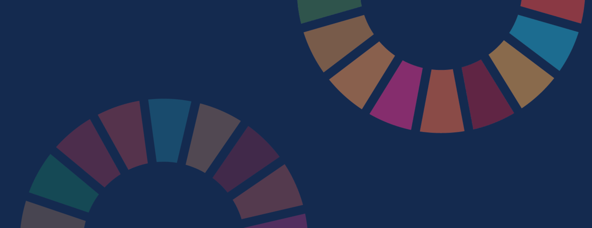 SDG wheel graphic on an Aggie Blue background