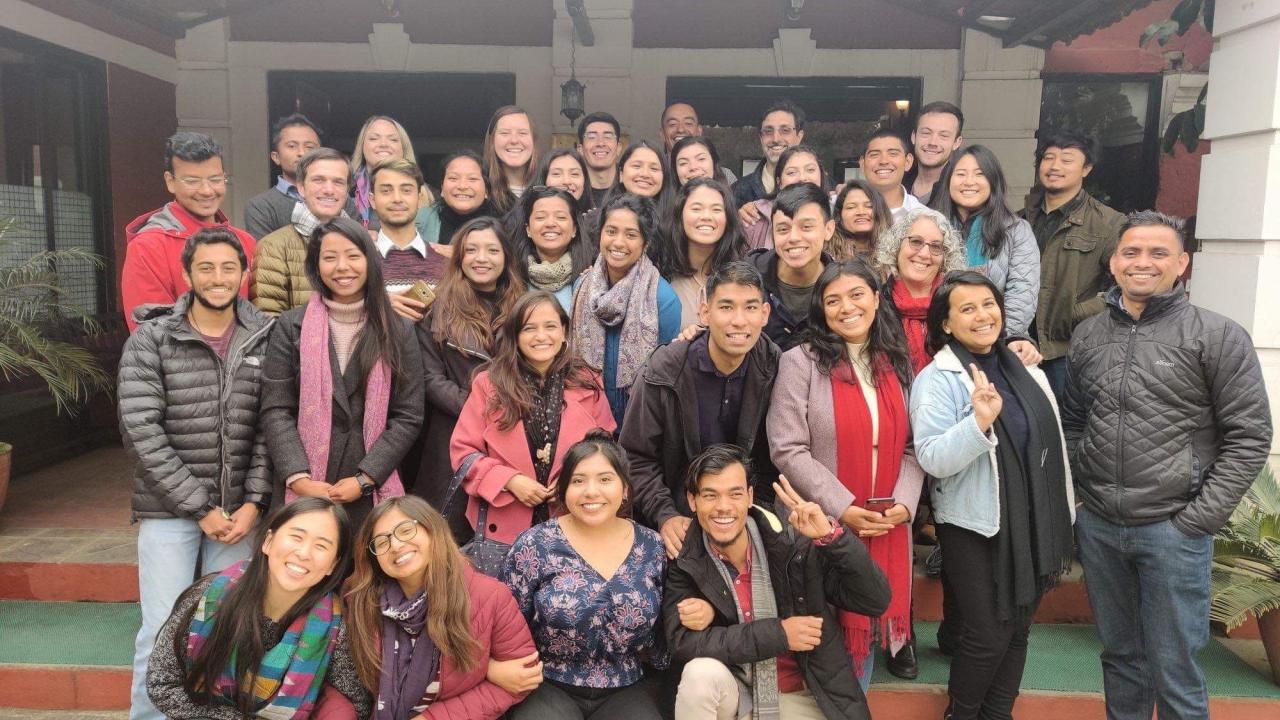 Natalie Gutierrez ’21 and her classmates celebrate the last day of instruction for the 2019 Seminar Abroad Nepal: Community, Technology and Sustainability.