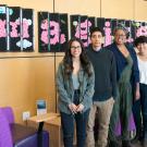 UC Davis students Bianca Medina, Marbles Jumbo Radio, Jasmine Wade, and Sabrina Rose Lee in the International Center.