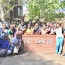 UC Davis Mandela Fellows with UC Davis sign on campus