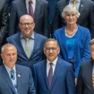 Chancellor May, top left, in group photo at Aug. 7 launch of the National Commission on Innovation and Competitiveness Frontiers, at the Gallup Building in Washington, D.C. 