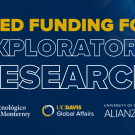 Seed Funding for Exploratory Research, Tec de Monterrey logo, Global Affairs logo and Supported by University of California Alianza MX logo